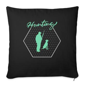 hunting - Throw Pillow Cover 17.5” x 17.5” - black - Front