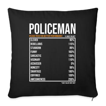 Policeman Daily Value funny Policeman - Throw Pillow Cover 17.5” x 17.5” - black - Front
