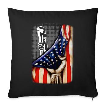 Plombier patriotique - Housse de coussin décorative - noir - Devant