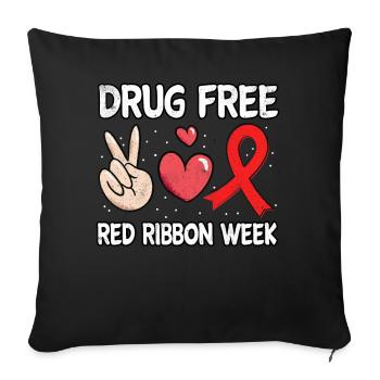 Peace Ribbon Week Awareness October Pills Wear Red - Throw Pillow Cover 17.5” x 17.5” - black - Front