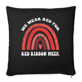 Rainbow Ribbon Week Awareness October Wear Red - Throw Pillow Cover 17.5” x 17.5” - black - Front