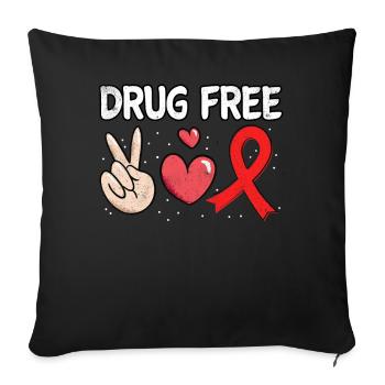 Peace Ribbon Week Awareness October Pills Red - Throw Pillow Cover 17.5” x 17.5” - black - Front