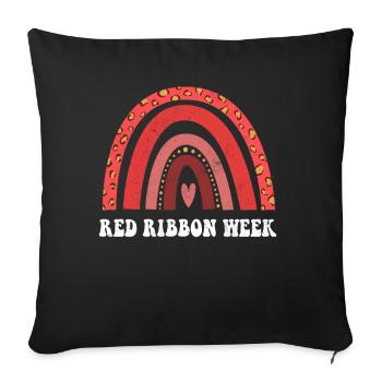 Rainbow Ribbon Week October Red - Throw Pillow Cover 17.5” x 17.5” - black - Front