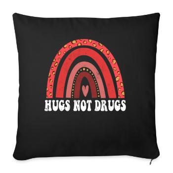 Kind Hugs Rainbow Ribbon Week Awareness Wear Red - Throw Pillow Cover 17.5” x 17.5” - black - Front