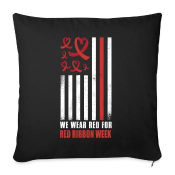 Red Flag Ribbon Heart Week Awareness Wear Red - Throw Pillow Cover 17.5” x 17.5” - black - Front
