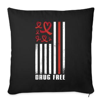 Red Flag Ribbon Heart Week Pill Red Awareness - Throw Pillow Cover 17.5” x 17.5” - black - Front