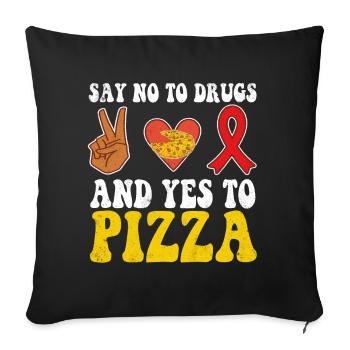 Peace Ribbon Week Awareness Yes Pizza Wear Red - Throw Pillow Cover 17.5” x 17.5” - black - Front