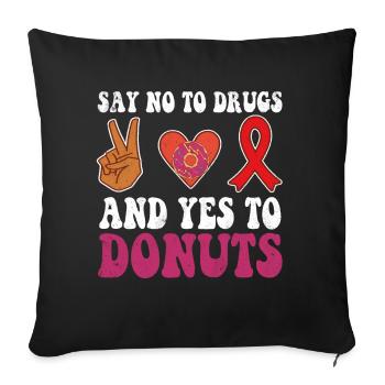 Peace Ribbon Week Awareness Yes Donuts Wear Red - Throw Pillow Cover 17.5” x 17.5” - black - Front