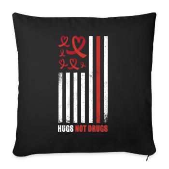 Red Flag Ribbon Heart Week In October Kind Hug Red - Throw Pillow Cover 17.5” x 17.5” - black - Front