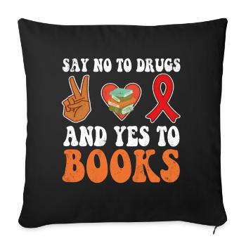 Peace Ribbon Week Awareness Yes Books Wear Red - Throw Pillow Cover 17.5” x 17.5” - black - Front