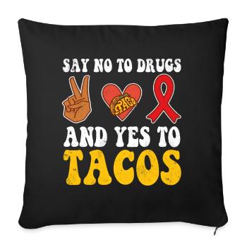 Peace Ribbon Week Awareness Yes Taco Wear Red - Throw Pillow Cover 17.5” x 17.5” - black - Front