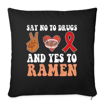 Peace Ribbon Week Awareness Yes Ramen Wear Red - Throw Pillow Cover 17.5” x 17.5” - black - Front