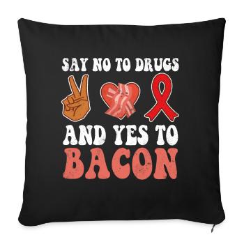 Peace Ribbon Week Awareness Yes Bacon Wear Red - Throw Pillow Cover 17.5” x 17.5” - black - Front