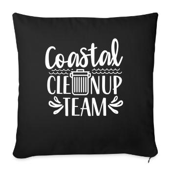 Coastal Clean Up Team Beaches Beach Cleaning - Throw Pillow Cover 17.5” x 17.5” - black - Front