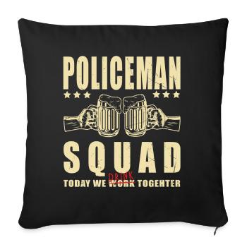 Policeman Party Crew | Policeman Squad - Throw Pillow Cover 17.5” x 17.5” - black - Front