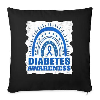 November Rainbow Diabetes Awareness Month - Throw Pillow Cover 17.5” x 17.5” - black - Front