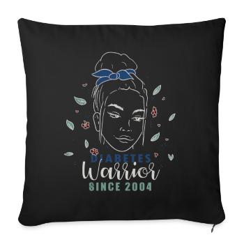 Warrior Since 2004 Blue Diabetes Awareness Month - Throw Pillow Cover 17.5” x 17.5” - black - Front