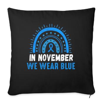 Rainbow Blue November Diabetes Awareness Month - Throw Pillow Cover 17.5” x 17.5” - black - Front