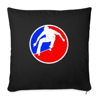 skate logo - Throw Pillow Cover 17.5” x 17.5” - black - Front