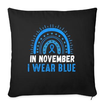 Blue Wear In November Diabetes Awareness Month - Throw Pillow Cover 17.5” x 17.5” - black - Front