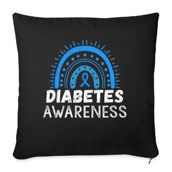 Blue November Diabetes Awareness Month - Throw Pillow Cover 17.5” x 17.5” - black - Front