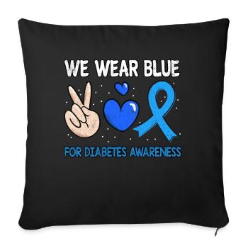 Love In November Blue Diabetes Awareness Month - Throw Pillow Cover 17.5” x 17.5” - black - Front