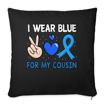 In November Blue For Cousin Diabetes Awareness - Throw Pillow Cover 17.5” x 17.5” - black - Front