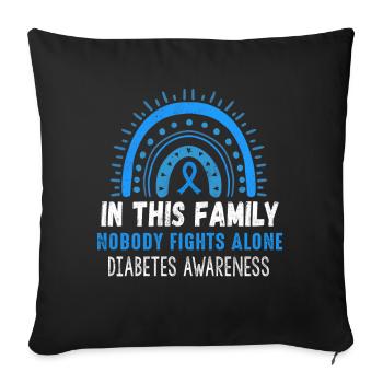 Rainbow Blue November Diabetes Awareness Family - Throw Pillow Cover 17.5” x 17.5” - black - Front