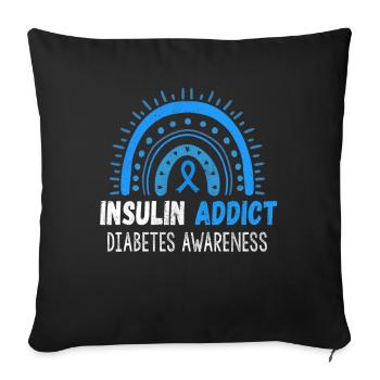 Blue November Insulin Diabetes Awareness Month - Throw Pillow Cover 17.5” x 17.5” - black - Front
