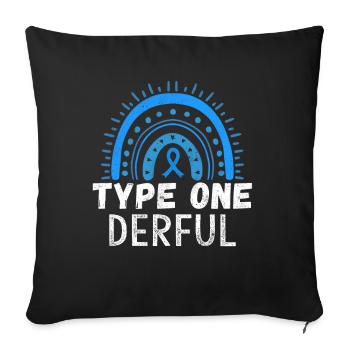 Blue November Type 1 Diabetes Awareness Month - Throw Pillow Cover 17.5” x 17.5” - black - Front