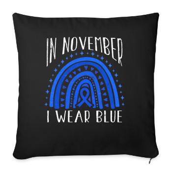 Wear Rainbow Diabetes Awareness Blue In November - Throw Pillow Cover 17.5” x 17.5” - black - Front