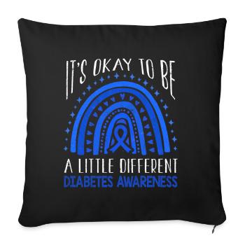 It's Okay Rainbow Diabetes Awareness Blue November - Throw Pillow Cover 17.5” x 17.5” - black - Front