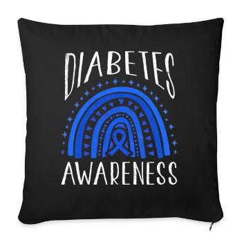 Rainbow Diabetes Awareness Blue Support November - Throw Pillow Cover 17.5” x 17.5” - black - Front