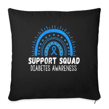 Blue November Support Diabetes Awareness Month - Throw Pillow Cover 17.5” x 17.5” - black - Front