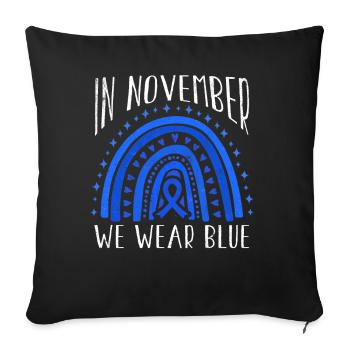 Rainbow Diabetes Awareness Blue November - Throw Pillow Cover 17.5” x 17.5” - black - Front