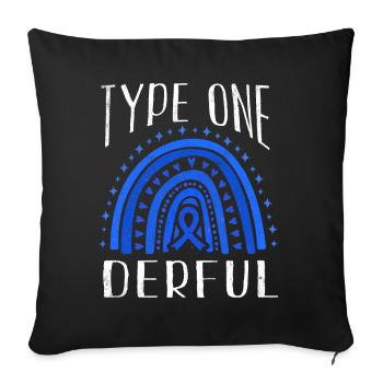Rainbow Type 1 Diabetes Awareness Blue November - Throw Pillow Cover 17.5” x 17.5” - black - Front
