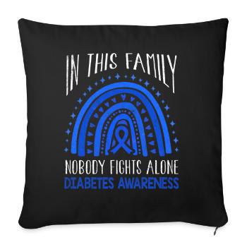 Family Rainbow Diabetes Awareness Blue November - Throw Pillow Cover 17.5” x 17.5” - black - Front