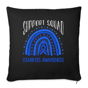 Support Rainbow Diabetes Awareness Blue November - Throw Pillow Cover 17.5” x 17.5” - black - Front
