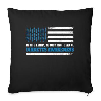 Family Flag Blue November Diabetes Awareness Month - Throw Pillow Cover 17.5” x 17.5” - black - Front