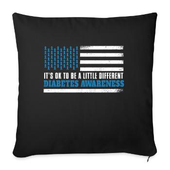 Okay Flag Blue November Diabetes Awareness Month - Throw Pillow Cover 17.5” x 17.5” - black - Front
