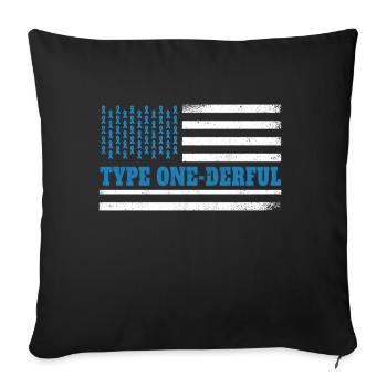Flag November Type 1 Diabetes Awareness Month - Throw Pillow Cover 17.5” x 17.5” - black - Front