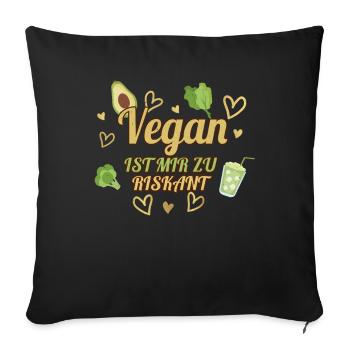 Avocado Vegetable Vegetarian Too Risky Me Vegan - Throw Pillow Cover 17.5” x 17.5” - black - Front