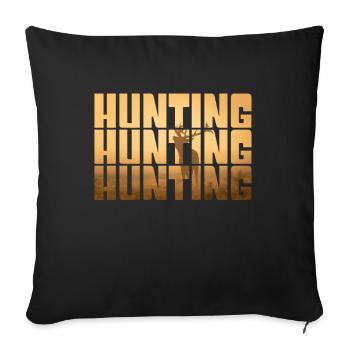 hunting - Throw Pillow Cover 17.5” x 17.5” - black - Front