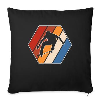 skate retro - Throw Pillow Cover 17.5” x 17.5” - black - Front
