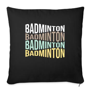 badminton - Throw Pillow Cover 17.5” x 17.5” - black - Front