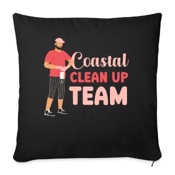 Coastal Clean Up Team Cleaning Beach Beaches - Throw Pillow Cover 17.5” x 17.5” - black - Front