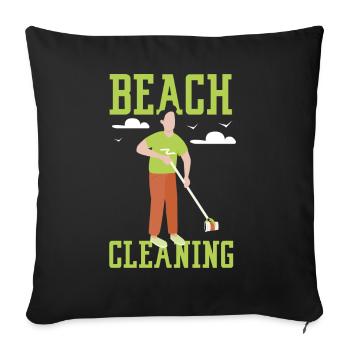 Beach Cleaning Clean Up Beaches Coast - Throw Pillow Cover 17.5” x 17.5” - black - Front