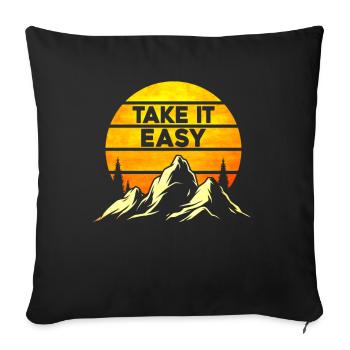 Take It Easy Camping - Throw Pillow Cover 17.5” x 17.5” - black - Front