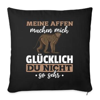 Orang-Utan Affen - Meine Affen Machen Mich Glückl - Throw Pillow Cover 17.5” x 17.5” - black - Front