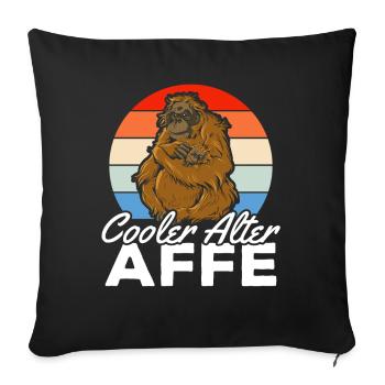 Cooler Alter Affe - Affen Schimpanse Orang-Utan Af - Throw Pillow Cover 17.5” x 17.5” - black - Front